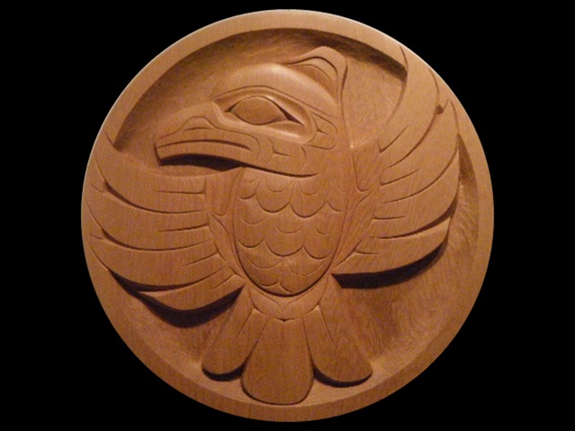 DH: Raven Panel; 2' diameter; red cedar
